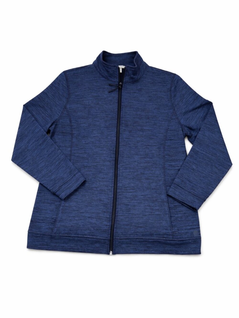 T by Talbots Full Zip Jacket Blue Heathered Knit Size XL Athleisure Zip
